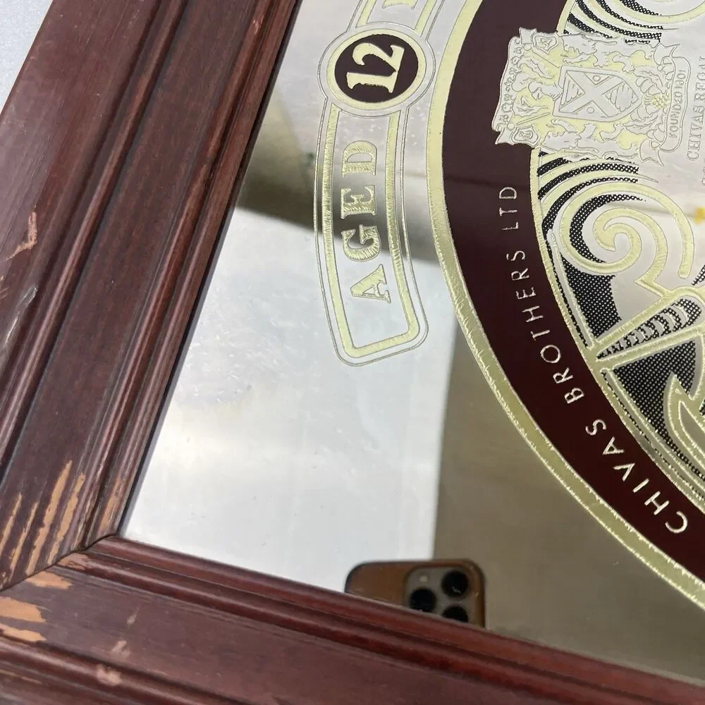 Vintage Chivas Regal Blended Scotch Whisky Mirror Bar Pub Sign 23x17” Wood Frame